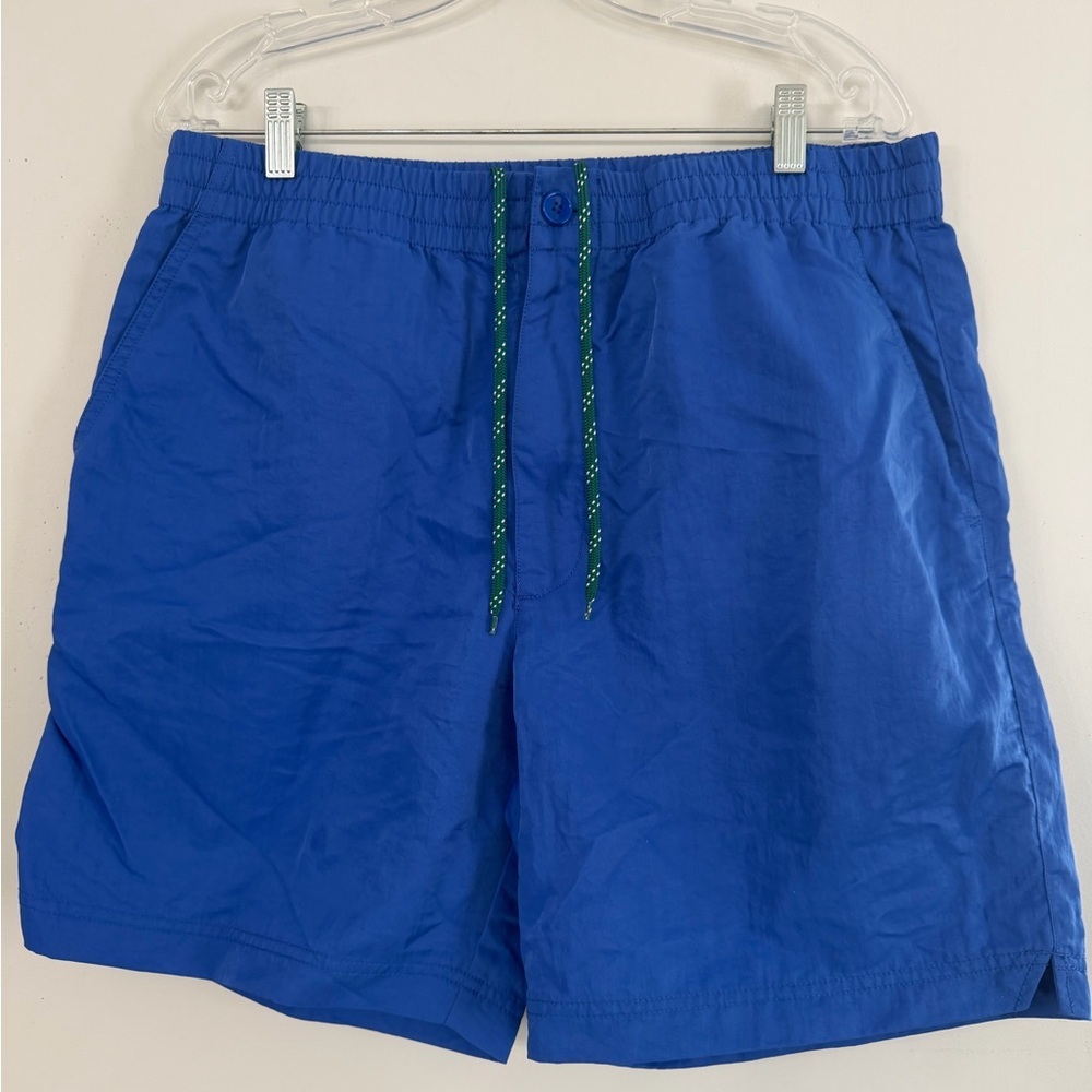 Alex Mill Royal Blue Men’s L 6” Nylon Flat Front Shorts Elastic Waist Drawstring